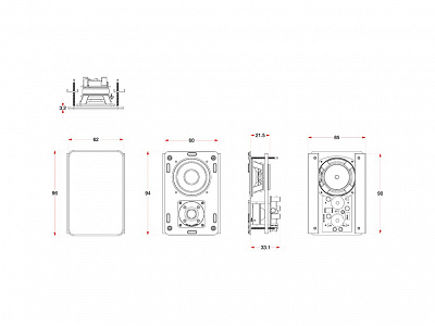 Встраиваемая акустическая система M&K Sound IW85. Металлический квадратный гриль под покраску. Цвет: Белый Встраиваемая акустическая система M&K Sound IW85. Металлический квадратный гриль под покраску. Цвет: Белый