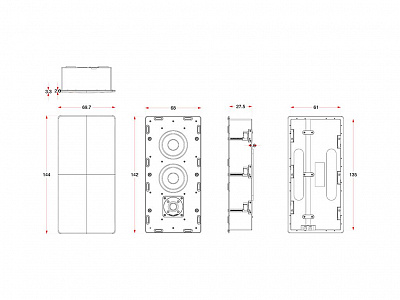 Встраиваемая акустическая система M&K Sound IW950 в корпусе. Металлический прямоугольный гриль под покраску. Цвет: Белый Встраиваемая акустическая система M&K Sound IW950 в корпусе. Металлический прямоугольный гриль под покраску. Цвет: Белый