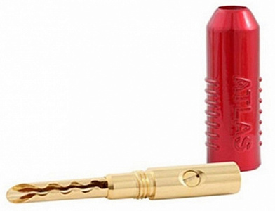 Разъем Банан винтовой Atlas Achromatic Gold Z Plug Screw, 4мм, красный Разъем Банан винтовой Atlas Achromatic Gold Z Plug Screw, 4мм, красный