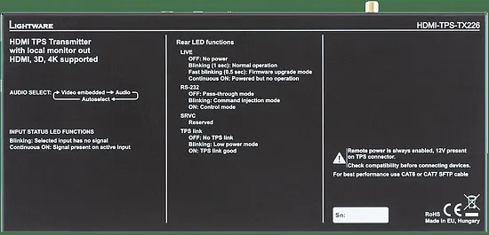 Передатчик Lightware HDMI-TPS-TX226 Передатчик Lightware HDMI-TPS-TX226